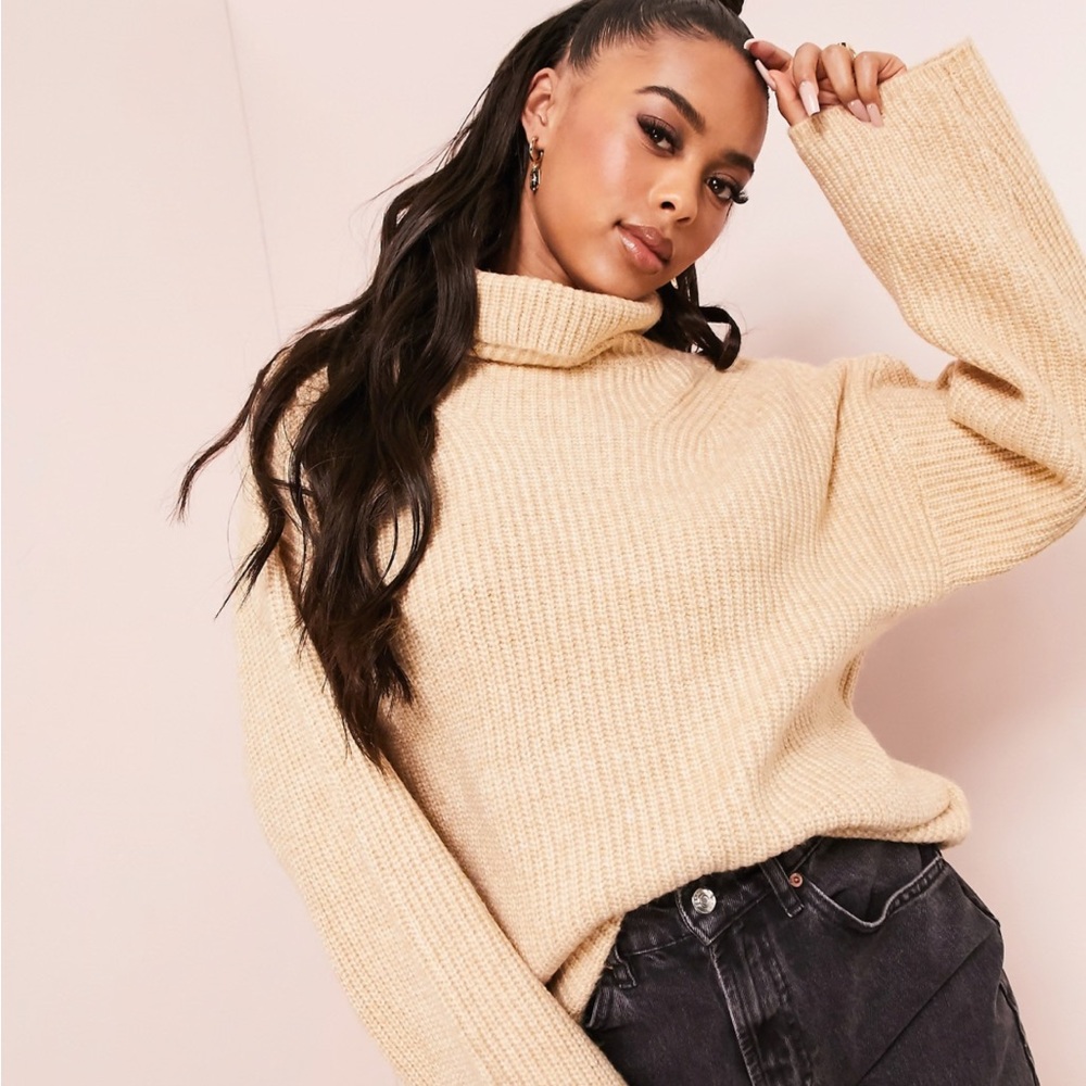 ASOS fluffy roll neck longline sweater